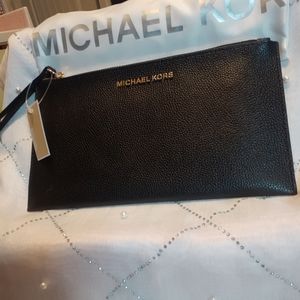Michael Kors Large Zip Clutch Wristlet, Black